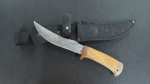 Нож туристический НС-22 Дамаск гибрид (У10А-7ХНМ) кап березовый (Златоуст)