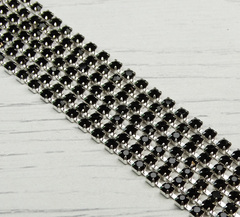 ЦС012СЦ2 Стразовые цепочки (серебро), цвет: черный, размер: 2 мм, 70 см/упак.