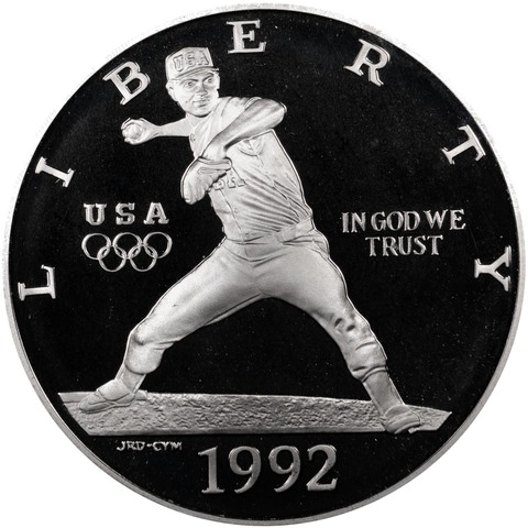 1 доллар. XXV Летние Олимпийские игры 1992 года в Барселоне. Бейсбол (S) 1992 г. PROOF Серебро