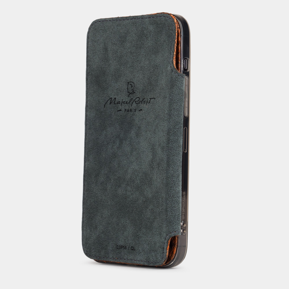 elegant python leather folio case iPhone 15 Pro Max gold