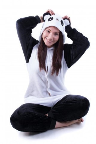 Kigurumi Веселая Панда. Дефект: синие разводы на белом