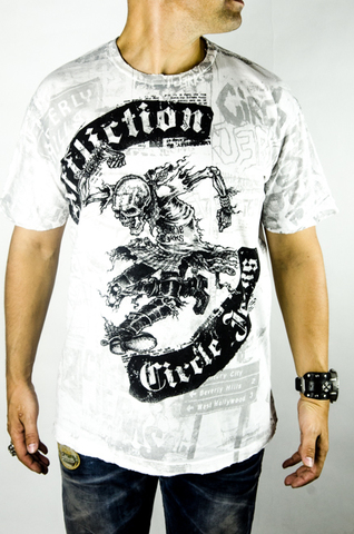 Affliction | Футболка мужская Circle Jerks Vintage White Tee Signature Series A505W перед