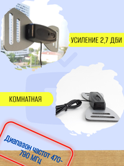 ТВ АНТЕННА КОМНАТНАЯ DVB-T2 ПАССИВНАЯ ТРИАДА-3104 БАБОЧКА СЕРАЯ С КАБЕЛЕМ 2 МЕТРА
