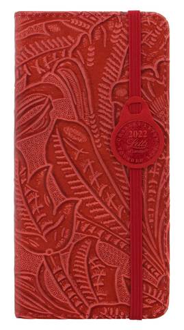 Еженедельник Letts Baroque 166x82мм, кожа искусственная, кремовые страницы, фиксирующая резинка, красный (22-082205)