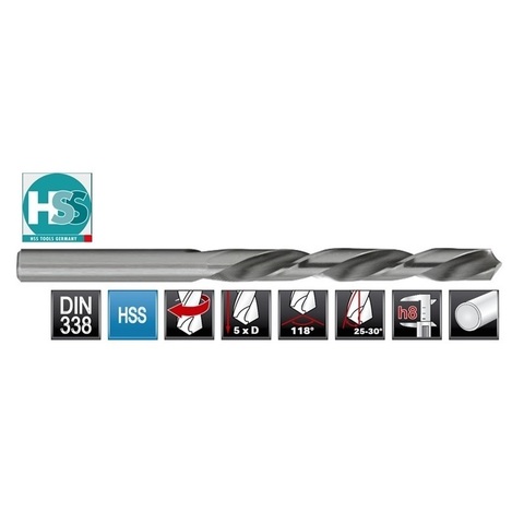 Сверло по металлу ц/х 11,0x142/94мм (LH-Левостороннее) DIN338 h8 5xD HSS-G 135° H-Tools 1720-1110