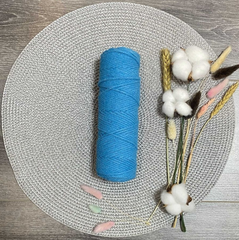 Шнур хлопковый без сердечника, d 4 мм, бирюзовый