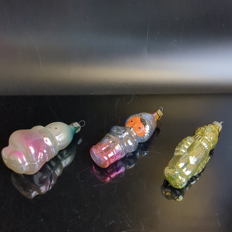 Ёлочные игрушки набор из 3 штук космонавт, укутыш малыш, мальчик с дудкой, ручная роспись, винтаж СССР 1970-1990 гг