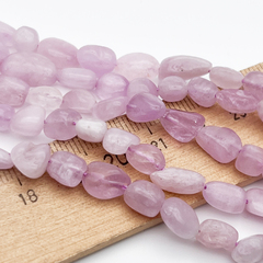 Кунцит бусины, галтовка, размер около 6-9 мм, цена за нить 38 см