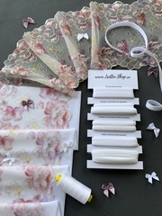 Вышивка на сетке розовая/цветочная 24 см, Китай