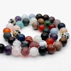 Натуральные камни микс, диаметр около 8-8,6 мм, цена за нить 48 шт