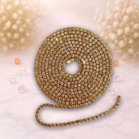 Стразовая лента 2,5мм цвет золото-персиковый (упаковка 1м)