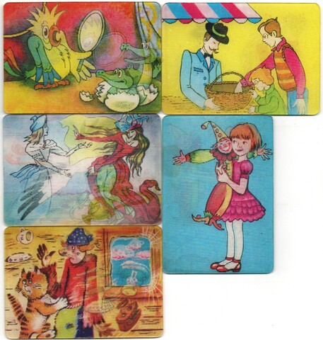 № 101 Набор из 5 переливных (стерео) Календариков . Мультфильмы СССР 1985 год.