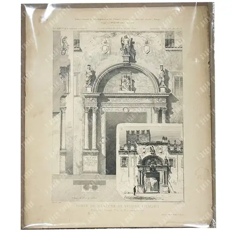 Гарен Г. Епископские ворота Вероны (Италия). Офорт, Париж, 1886