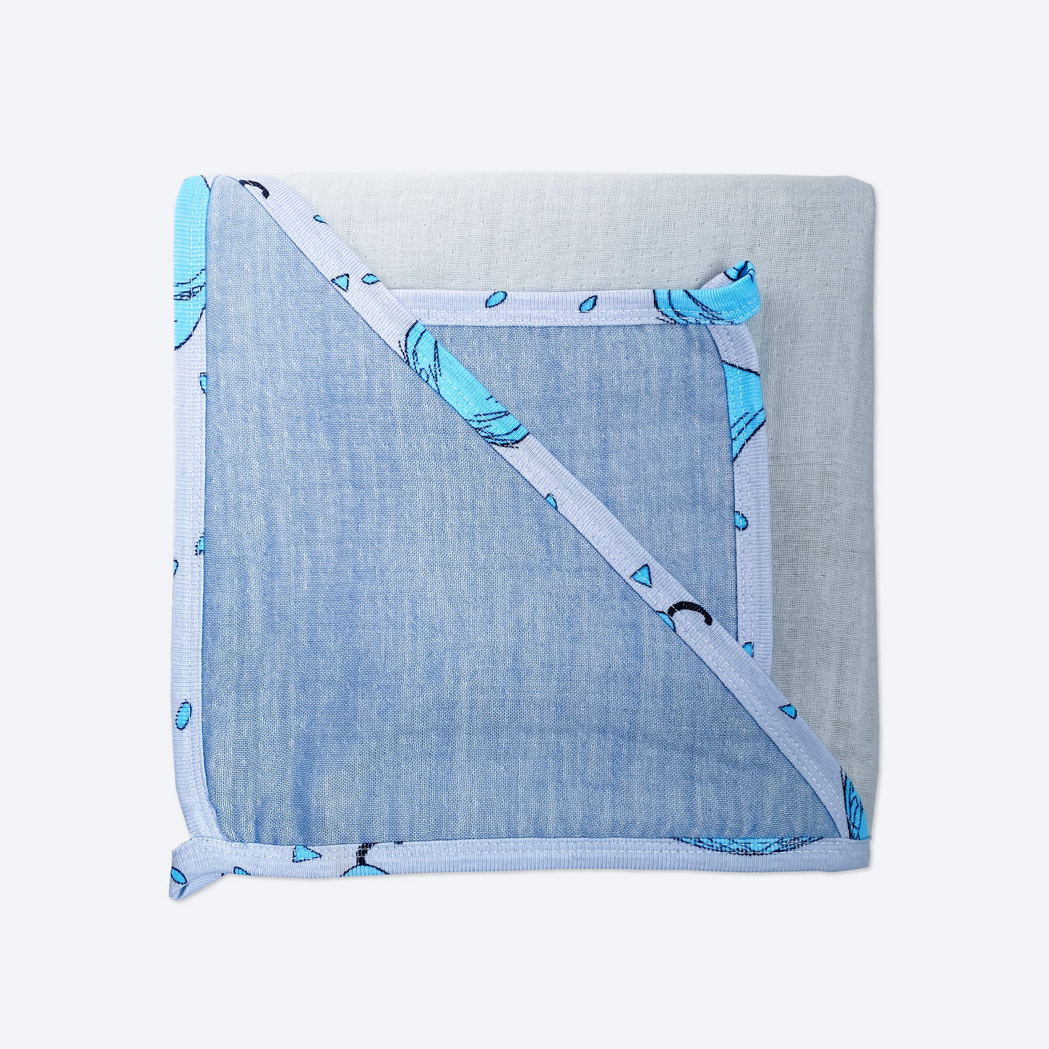 Комплект: Муслиновое полотенце с уголком и салфетка Mjölk Небесный