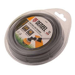 96180 Леска двухкомпонентная для триммера, круглая 2,4мм х 15м, EXTRA CORD Denzel
