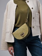 Сумка замшевая на плечо кросс-боди зеленый бамбук