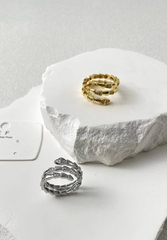 84781- Кольцо змея в стилистике Булгари белое/желтое золото