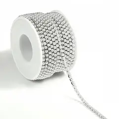 Цепь жемчуг, ш. 3 мм, белый в серебряной оправе