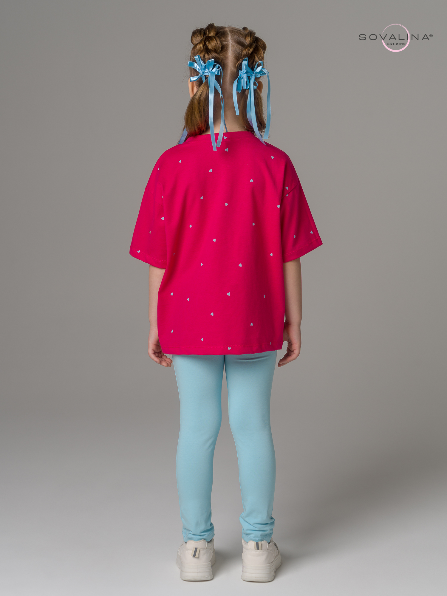 Костюм Мун сердечки малина-голубой