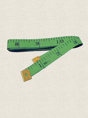 Сантиметровая лента портновская, 1.2×150 см (см/дюймы) цвет зеленый