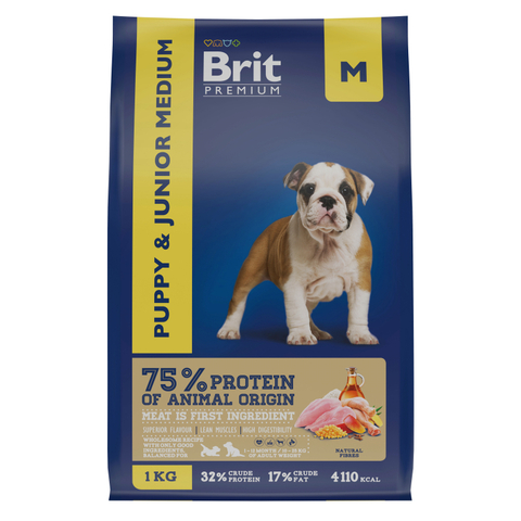 Brit Premium Dog Junior Medium с курицей для молодых собак (1-12мес.) средних пород (10-25 кг) 1 кг