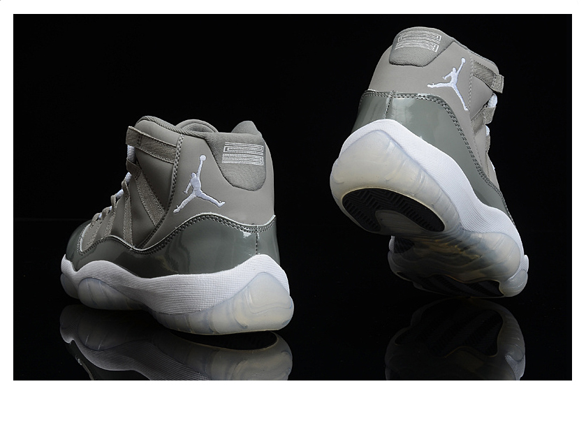 gray and white jordans 11