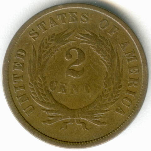 2 цента 1864 год. США. Медь F-VF