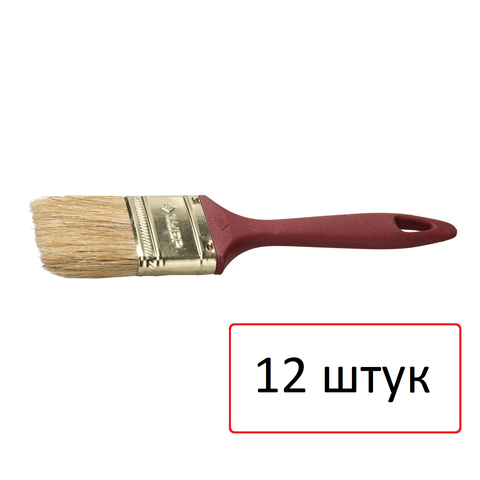 ЗУБР Универсал КП-11 25 мм, 1'' светлая натуральная щетина, пластмассовая ручка, Плоская кисть, МАСТЕР (4-01011-025) 12 шт