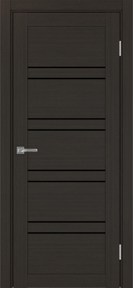 Дверь межкомнатная Оптима Порте Турин 560.12, цвет венге, экошпон, стекло лакобель черное