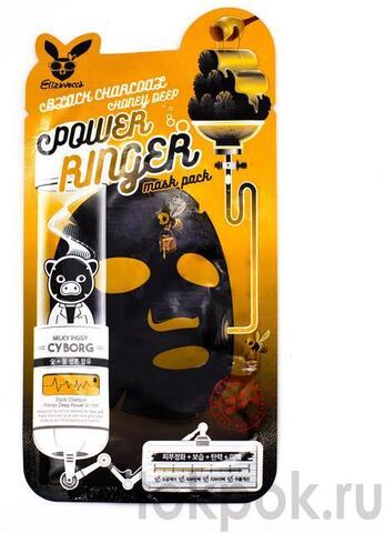 Тканевая маска для лица Elizavecca Black Charcoal Honey Deep Power Ringer Mask Pack, 23 мл