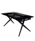 фото 1 Стол ADRIA 160 SMOKED BLACK GLASS Дымчато-черное стелко/ черный каркас, DISAUR на profcook.ru