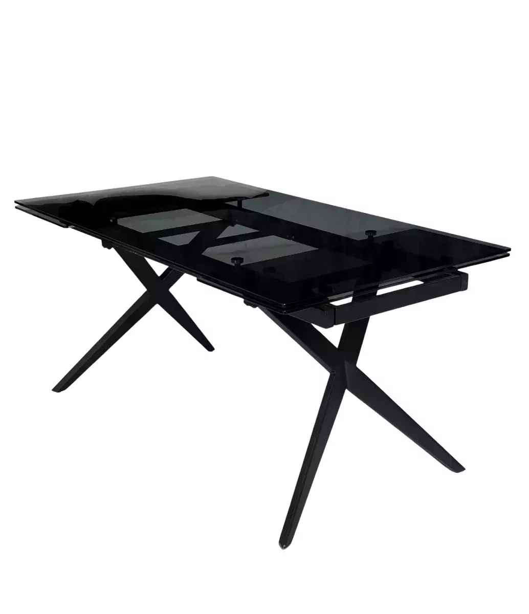 Стол ADRIA 160 SMOKED BLACK GLASS Дымчато-черное стелко/ черный каркас, DISAUR