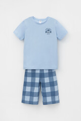 Пижама  для мальчика  К 1634/небесно-голубой,клетка виши