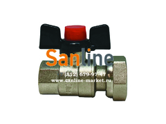 Кран шаровой 1/2" ВP-BP бабочка с накидной гайкой 3/4" Sanline Арт.53715