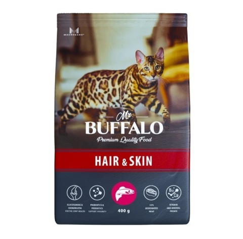 Mr.Buffalo Hair Skin сухой корм для кошек (лосось) 400 гр