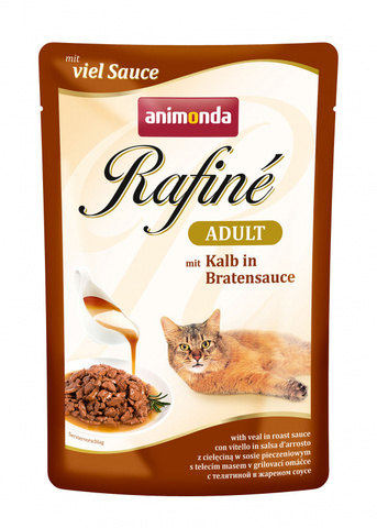 Animonda Rafine Adult пауч для взрослых кошек с телятиной в жареном соусе 100г