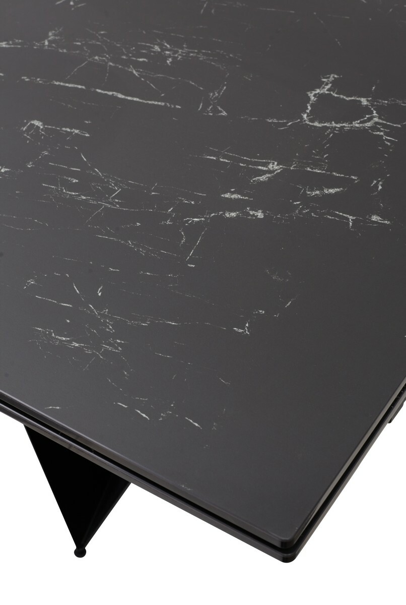 Стол RIETI 200 NERO KL-116 Черный мрамор матовый, итальянская керамика/ черный каркас, DISAUR