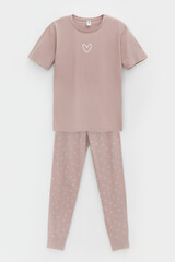 Пижама  для девочки  КБ 2817/кофейный,воздушные сердечки