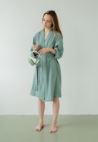 Халат Luxberry Муслин и комфорт пыльно-бирюзовый
