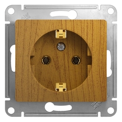 Schneider Electric Glossa Дерево Дуб Розетка с заземляющими контактами механизм IP20 скрытая установка GSL000543
