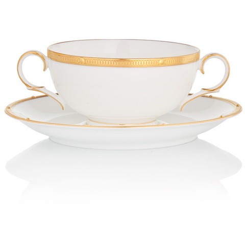 Чашка суповая с блюдцем 210мл Noritake Рочель с золотым кантом