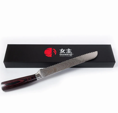 Нож кухонный профессиональный для хлеба и бисквита Onnaaruji. 20см. С рисунком на лезвие