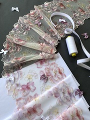 Вышивка на сетке розовая/цветочная 24 см, Китай