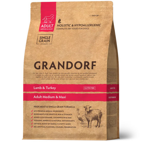GRANDORF Ягнёнок с индейкой Для средних и крупных пород