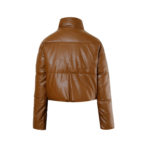 Vegan leather puffer jacket