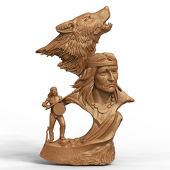 Силиконовый молд № 466 Индеец с волком