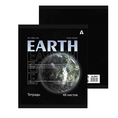 Тетрадь 48л., А5, клетка, Alingar "Planets", скрепка, мелованый картон ( стандарт), блок офсет, 5 дизайнов в пленке т/у