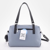 Сумка Саломея 1105 гладкий серо-голубой + черный