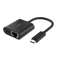 Адаптер Belkin USB-C to Ethernet Adapter With 100W USB-C Power Delivery, черный