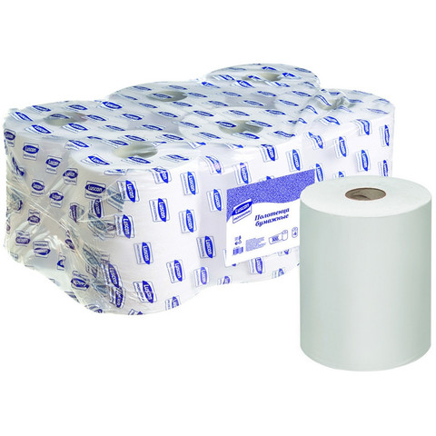Полотенца бумажные в рулонах с центральной вытяжкой Luscan Professional 1-слойные 6 рулонов по 300 метров